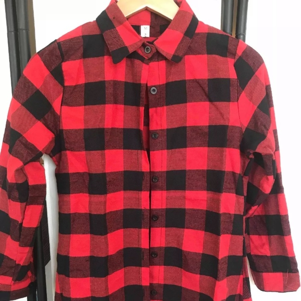 Plaid Shirt 3/4 Sleeve Casual